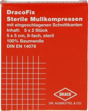 DRACOFIX PEEL Kompressen 5x5 cm steril 8fach