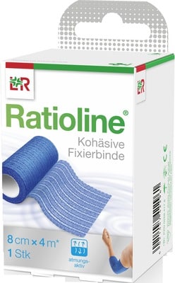 RATIOLINE acute Fixierbinde kohäsiv 8 cmx4 m blau