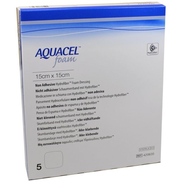 AQUACEL Foam nicht adhäsiv 15x15 cm Verband