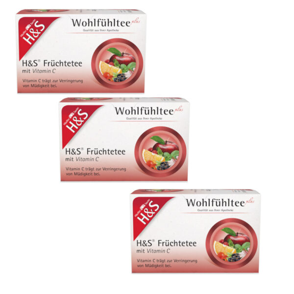 H&S Wohlfühltee Früchtetee mit Vitamin C 3er Set