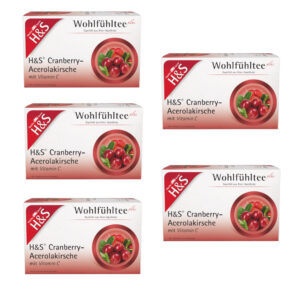 H&S Wohlfühltee Cranberry-Acerolakirsche mit Vitamin C 5er Set