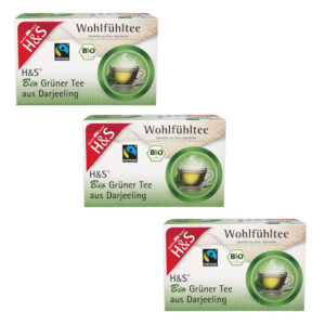 H&S Wohlfühltee Bio Grüner Tee aus Darjeeling 3er Set