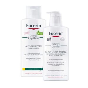 Eucerin DermoCapillaire Urea Kopfhautberuhigendes Shampoo  und Eucerin AtopiControl Dusch- und Badeö