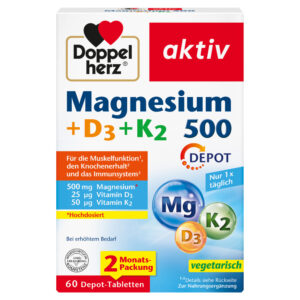Doppelherz aktiv Magnesium + D3 + K2 500 DEPOT