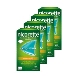 nicorette Kaugummi 2mg freshfruit 105 Stk. 4er Set