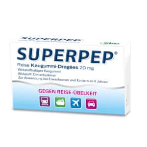 SUPERPEP Reise Kaugummi-Dragees 20 mg